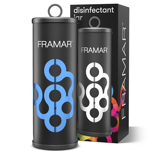 FRAMAR Disinfectant Jar For Salon  Hair Disinfectant Liquid Salon Disinfectant Jar Barber Accessories Barber Cleaning Supplies Salon Accessories Aesthetic Design Non Slip Base  Matte